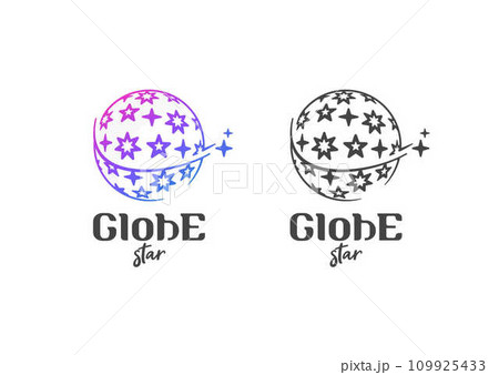 Star globe shape with a star flying around vector logo design 109925433