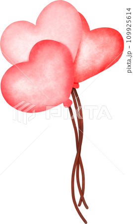 Cute Balloon Heart, water color texture, Hand drawn Doodle illustration 109925614