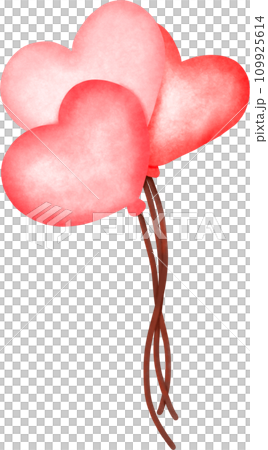 Cute Balloon Heart, water color texture, Hand drawn Doodle illustration 109925614