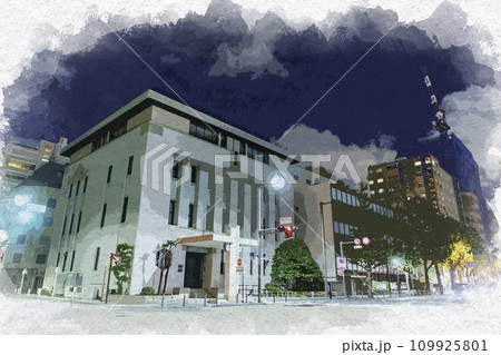 水彩画 神奈川県庁