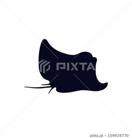 Stingray fish black silhouette, underwater sea animal, cartoon vector illustration of marine fauna, wildlife nature Stingray fish black silhouette, underwater sea animal, cartoon vector illustration of marine fauna, wildlife nature 109926770