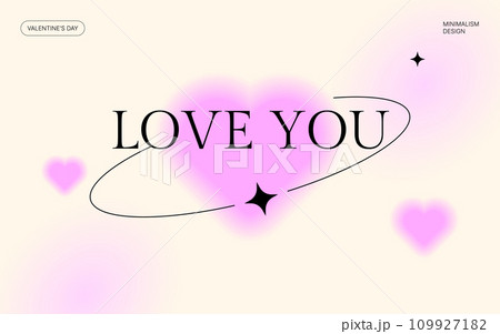 Gradient background with y2k heart. Valentine day minimalistic template. For sales and showing love to the buyer. Blurred vector illustration. 109927182