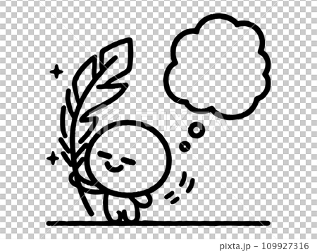 一個簡單的人拿著羽毛筆思考的線條畫插圖 109927316