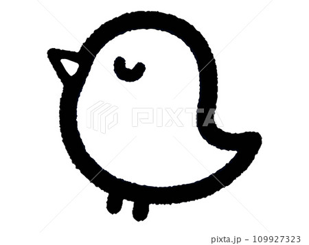 シンプルな目を閉じたヒヨコの線画イラスト 109927323