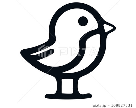シンプルな佇んだ鳥の線画イラスト 109927331