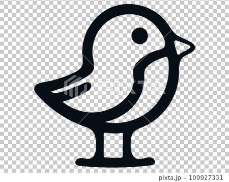シンプルな佇んだ鳥の線画イラスト 109927331