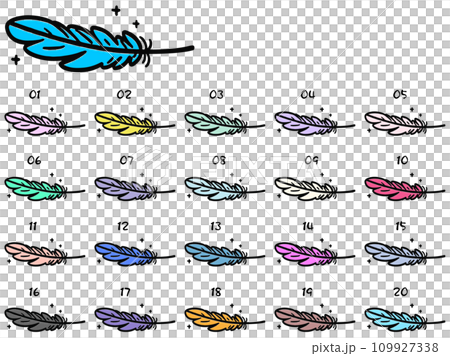 簡單的羽毛插圖,顏色變化集 簡單的羽毛插圖,顏色變化集 109927338