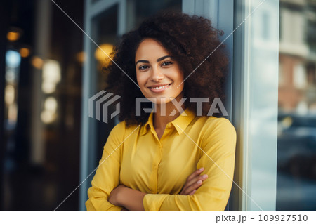Charming Business Casual Portrait in Trendy Locale 109927510