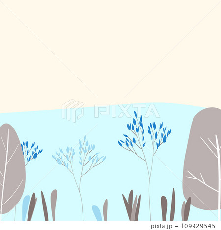 Background with color exotic leaves, flowers. Nature concept design. Modern floral compositions with summer branches in trendy flat simple style. Vector illustration for poster, banner, greeting card 109929545