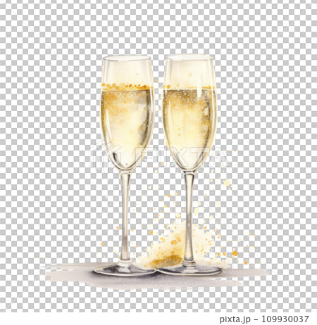 a couple glasses of champagne with sparkles and sparkles in the background 109930037