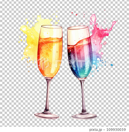 two glasses of champagne 109930039