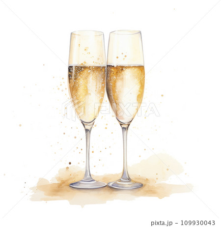 a couple glasses of champagne with sparkles and sparkles in the background 109930043