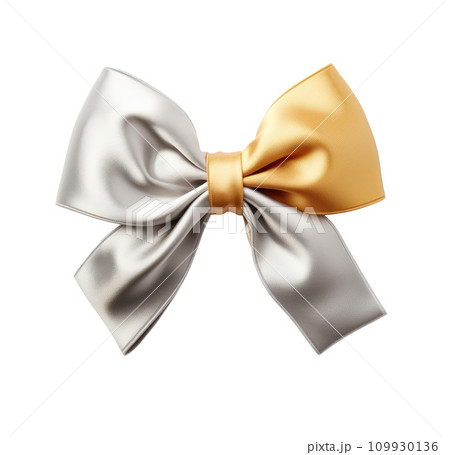 a gold bow isolated 109930136