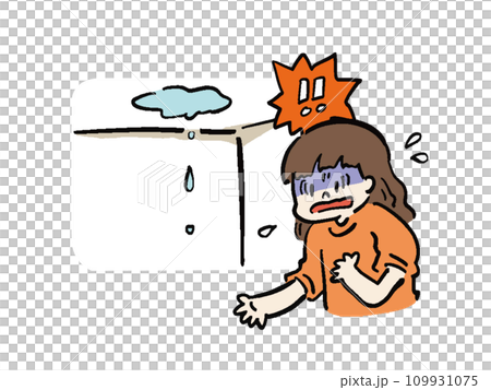 一名婦女對天花板漏水感到困惑的插圖 109931075