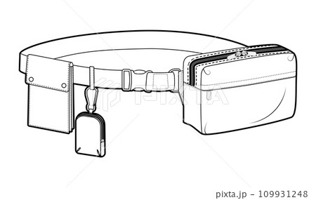 Multipurpose Belt Bag silhouette. Fashion accessory technical illustration. Vector satchel front 3-4 view for Men, women Multipurpose Belt Bag silhouette. Fashion accessory technical illustration. Vector satchel front 3-4 view for Men, women 109931248