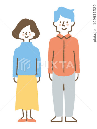 並んで立っている中年の女性と男性_色 109931529
