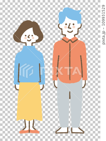 並んで立っている中年の女性と男性_色 109931529
