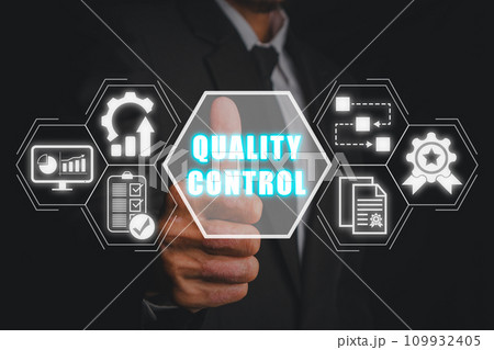 Quality control concept, Businessman hand touching quality control icon on virtual screen, Quality assurance, Guarantee, Standards, ISO certification and standardization. Quality control concept, Businessman hand touching quality control icon on virtual screen, Quality assurance, Guarantee, Standards, ISO certification and standardization. 109932405