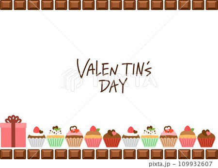 バレンタイン_チョコとカップケーキのフレーム バレンタイン_チョコとカップケーキのフレーム 109932607