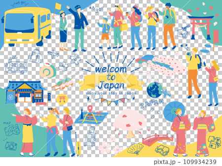 享受日本觀光的外國人 109934239