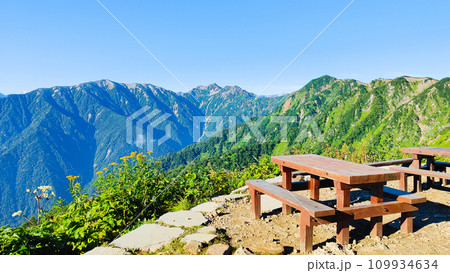 夏の爺ヶ岳登山（種池山荘から針ノ木岳・蓮華岳・赤沢岳方面の眺め） 109934634