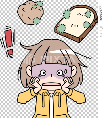 食品にカビが生えて驚く女性 食品にカビが生えて驚く女性 109934771