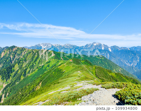 夏の爺ヶ岳登山(種池山荘~爺ヶ岳の稜線から剱岳・立山方面の眺め) 夏の爺ヶ岳登山(種池山荘~爺ヶ岳の稜線から剱岳・立山方面の眺め) 109934800