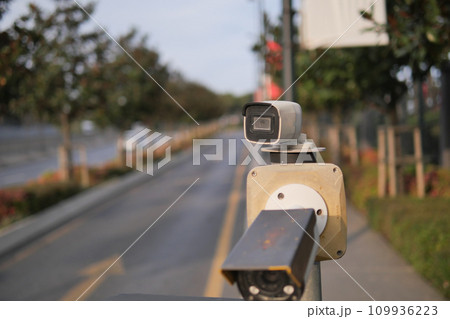 CCTV security camera operating outdoor CCTV security camera operating outdoor 109936223