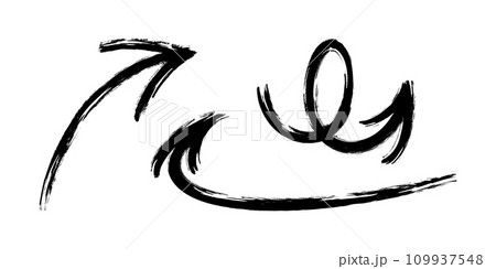 Grunge arrows. Brush painted arrow set with marker texture. Vector illustration 109937548