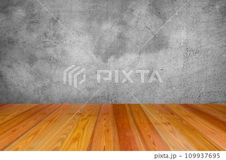 empty concrete wall with wooden floor room interior 109937695