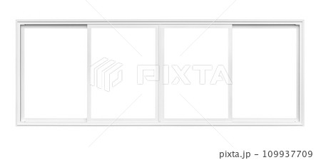 Real modern house window frame isolated on white background with clipping path 109937709