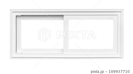 Real modern house window frame isolated on white background with clipping path 109937710