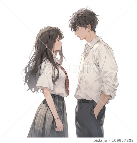 好きな人にときめく高校生の男女（AI生成画像） 109937808