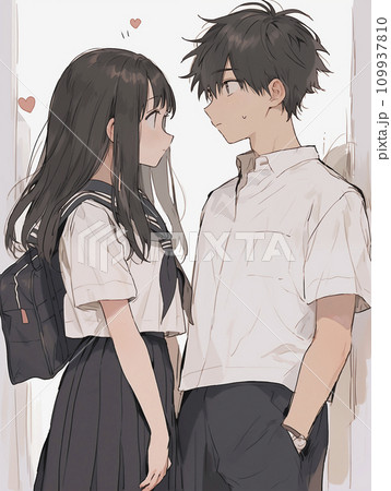 好きな人にときめく高校生の男女(AI生成画像) 好きな人にときめく高校生の男女(AI生成画像) 109937810