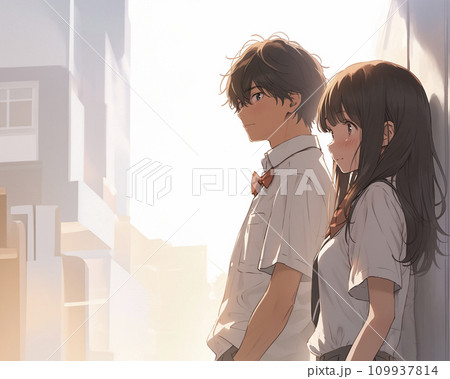 好きな人にときめく高校生の男女(AI生成画像) 好きな人にときめく高校生の男女(AI生成画像) 109937814