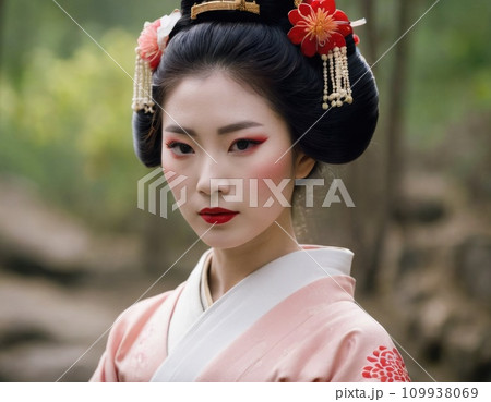 Portrait of a young Asian woman in national clothes. Portrait of a young Asian woman in national clothes. 109938069