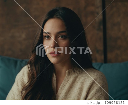 Portrait of a young brunette woman. 109938121