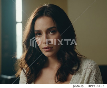 Portrait of a young brunette woman. 109938123