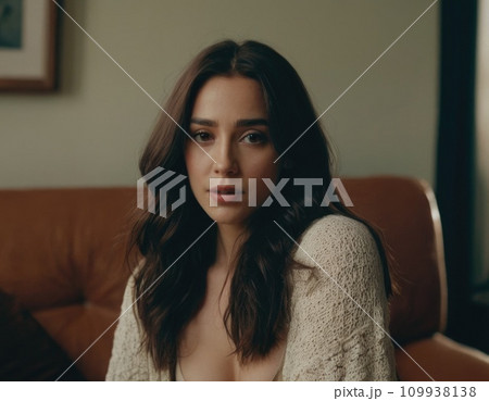 Portrait of a young brunette woman. 109938138