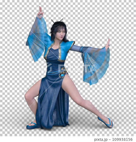 woman dancing with a fan 109938156