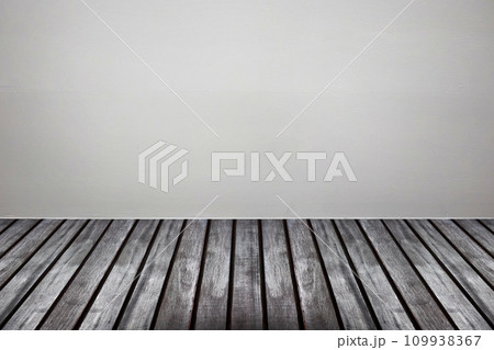 empty white concrete wall with wooden floor room interior 109938367