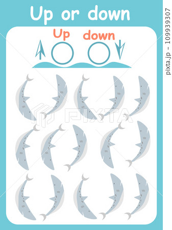 Up or down. Directions for children. Logic game. Spatial orientation. Study sheet. Up or down. Directions for children. Logic game. Spatial orientation. Study sheet. 109939307