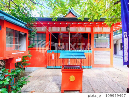 大阪　難波神社境内摂社の博労稲荷神社の本殿アップ 109939497