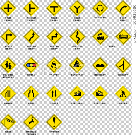 Japanese traffic signs, warning signs 109939580