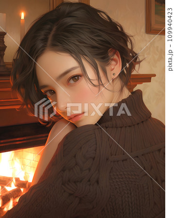 冬のコーデの美しい女性イラスト 109940423