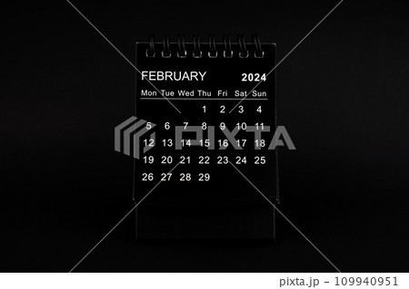 Black Calendar for February 2024. 109940951