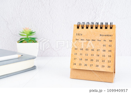 November 2024, Monthly desk calendar for 2024 year on the table. November 2024, Monthly desk calendar for 2024 year on the table. 109940957