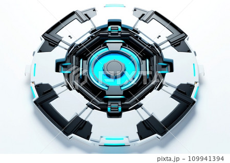 Abstract high tech multicolor button on white background 109941394