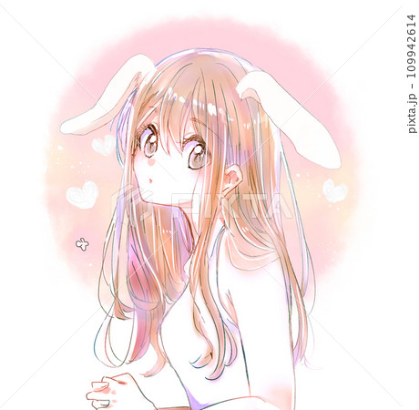 小動物系女子 うさ耳 茶髪のイラスト素材 [109942614] - PIXTA