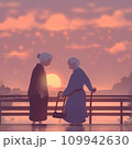 老後イメージ　夕日　日没　AI生成画像 109942630